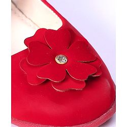 Pine Kids Belly Shoes Floral Applique - Red