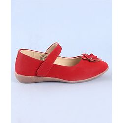 Pine Kids Belly Shoes Floral Applique - Red