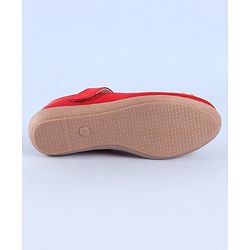 Pine Kids Belly Shoes Floral Applique - Red