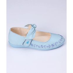 Pine Kids Party Wear Belly Shoes Bow Applique - Sky Blue