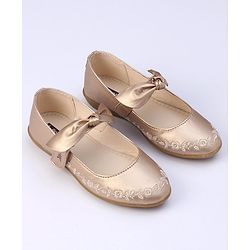 Pine Kids Party Wear Belly Shoes Bow Applique - Sky Blue