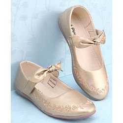Pine Kids Party Wear Belly Shoes Bow Applique - Sky Blue