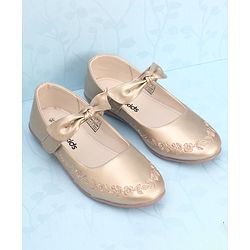 Pine Kids Party Wear Belly Shoes Bow Applique - Sky Blue