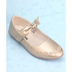 Pine Kids Party Wear Belly Shoes Bow Applique - Sky Blue