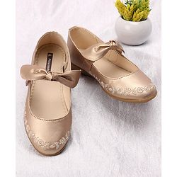 Pine Kids Party Wear Belly Shoes Bow Applique - Sky Blue