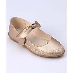 Pine Kids Party Wear Belly Shoes Bow Applique - Sky Blue