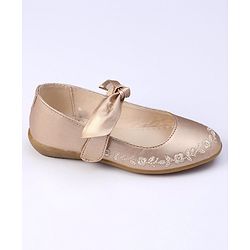 Pine Kids Party Wear Belly Shoes Bow Applique - Sky Blue
