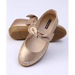 Pine Kids Party Wear Belly Shoes Bow Applique - Sky Blue