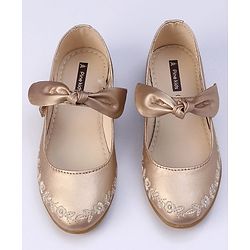 Pine Kids Party Wear Belly Shoes Bow Applique - Sky Blue
