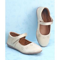 Pine Kids Party Wear Belly Shoes Floral Appliques - Cream