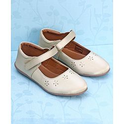 Pine Kids Party Wear Belly Shoes Floral Appliques - Cream