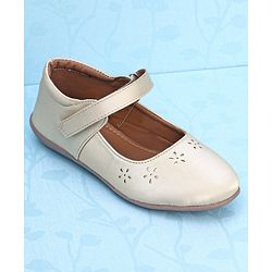 Pine Kids Party Wear Belly Shoes Floral Appliques - Cream