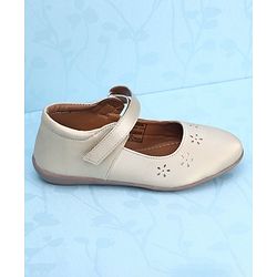 Pine Kids Party Wear Belly Shoes Floral Appliques - Cream