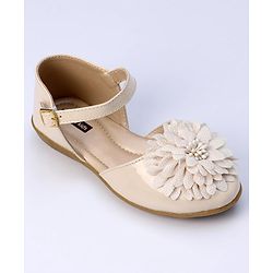 Pine Kids Belly Shoes Floral Applique - Golden