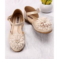 Pine Kids Belly Shoes Floral Applique - Golden