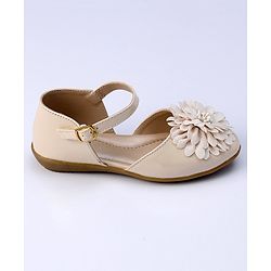 Pine Kids Belly Shoes Floral Applique - Golden