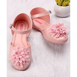 Pine Kids Belly Shoes Floral Applique - Golden