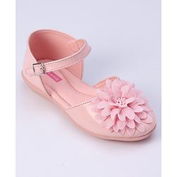 Pine Kids Belly Shoes Floral Applique - Golden