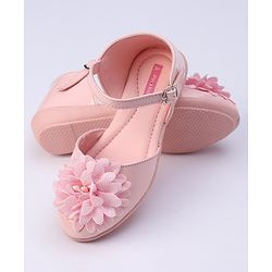 Pine Kids Belly Shoes Floral Applique - Golden