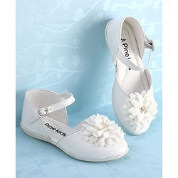 Pine Kids Belly Shoes Floral Applique - Golden