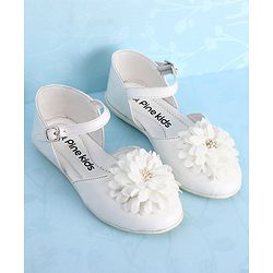 Pine Kids Belly Shoes Floral Applique - Golden