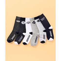 Pine Kids Mid Calf Length Anti-Microbial Socks Pack Of 6 - Blue Grey