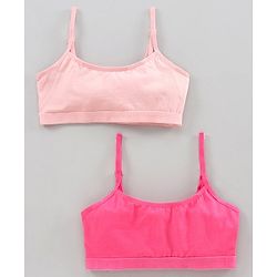 Pine Kids Anti Microbial & Bio Washed Bralette Pack of 2 -  Seashell Pink Hot Pink