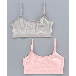 Pine Kids Singlet Anti Microbial & Biowashed Bralettes Pack of 2 - Grey Pink