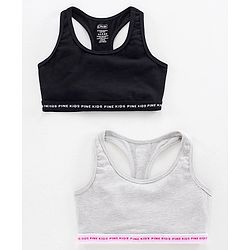 Pine Kids Singlet Anti Microbial & Biowashed Bralettes Pack of 2 - Black Grey