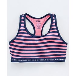 Pine Kids Anti Microbial & Biowashed Bralettes Striped Pack of 2 - Salmon Rose