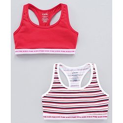 Pine Kids Singlet Anti Microbial & Biowashed Bralettes Pack of 2 - Red