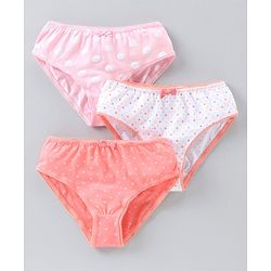Pine Kids Anti microbial & Bio wash Panties Dot Print Pack of 3 - Pink White