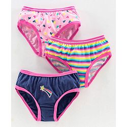 Pine Kids Anti Microbial & Biowash Panties Multiprint Pack of 3 - Pink Blue