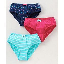 Pine Kids Anti microbial & Bio wash Panties Printed Pack of 3 - Blue Pink