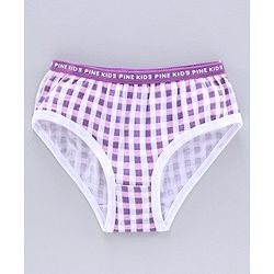 Pine Kids Anti Microbial & Biowash Checks Panties Pack of 3 - Pink Blue Purple