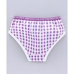 Pine Kids Anti Microbial & Biowash Checks Panties Pack of 3 - Pink Blue Purple