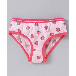 Pine Kids Anti Microbial & Bio Wash Hipster Panties Strawberry Print Pack of 3 - Rose Quartz Camella Rose White Pink