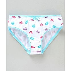 Pine Kids Anti Microbial & Biowash Panties Crown Print Pack of 3 - Pink White Multicolour