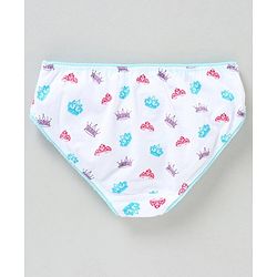 Pine Kids Anti Microbial & Biowash Panties Crown Print Pack of 3 - Pink White Multicolour