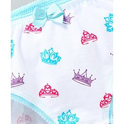 Pine Kids Anti Microbial & Biowash Panties Crown Print Pack of 3 - Pink White Multicolour