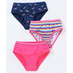 Pine Kids Anti microbial & Bio wash Hipster Panties Assorted Print - Hot Pink, Navy Blue