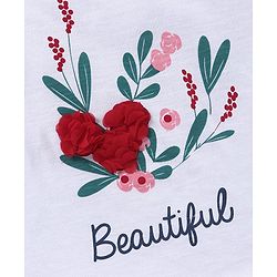 Pine Kids Half Sleeves 100% Cotton Bio Wash Tee Floral Print - White