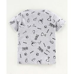 Pine Kids Half Sleeves Bio Wash Tee Football Print - Grey