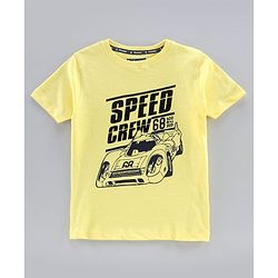 Pine Kids Half Sleeves Tee Racer Car Print - Yellow