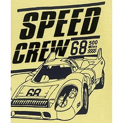 Pine Kids Half Sleeves Tee Racer Car Print - Yellow