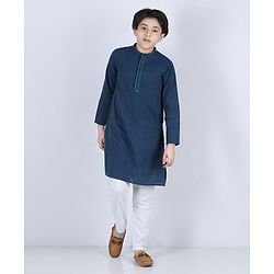 Pine Kids Full Sleeves Printed Kurta & Pajama - Blue