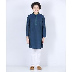 Pine Kids Full Sleeves Printed Kurta & Pajama - Blue