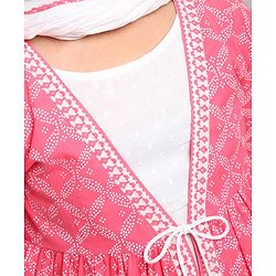Pine Kids Printed Angarkha Top With Lehenga & Dupatta - Pink