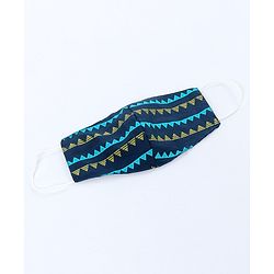 Pine Kids Sleeveless Choli And Printed Lehenga Set With Lace Detailing at Hem - Blue Green
