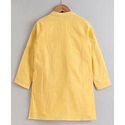 Pine Kids Full Sleeves Printed Kurta Nehru Jacket & Pyjama with Mask - Yellow